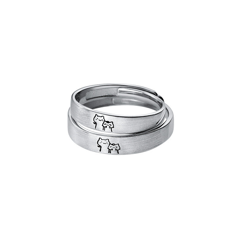 Women's & Men's Pair Cute Kitten Open Fashion Simple Rings