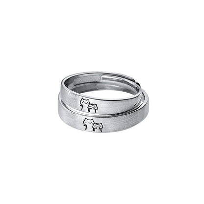 Women's & Men's Pair Cute Kitten Open Fashion Simple Rings