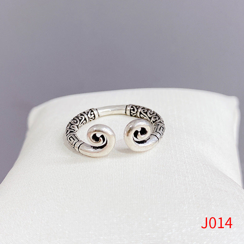 Women's Sier Smiling Face Temperament Retro Punk Simple Rings