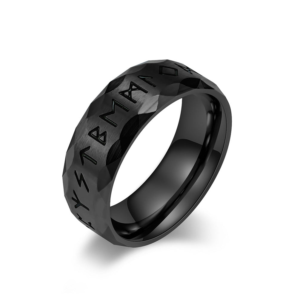 Men's Nordic Viking Text Titanium Steel Ancient Sier Rings