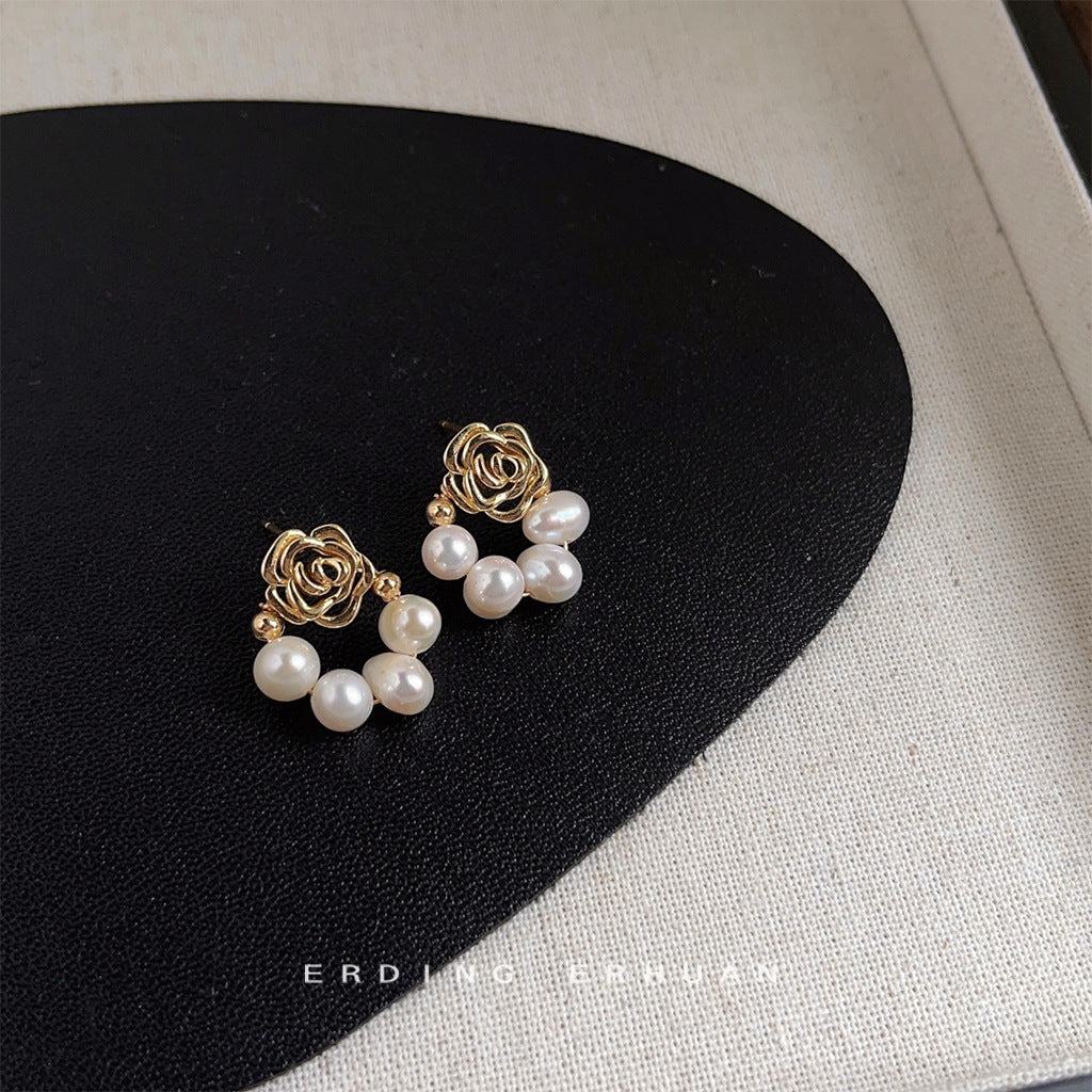 Collection Freshwater Pearl Handmade Sier Needle Earrings