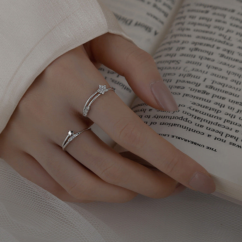 Personality Fashion Combination Twin Diamond Meteor Girlfriends Rings