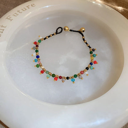 Round Beads Geometric Creative Design Double Layer Braided Rope Bracelets