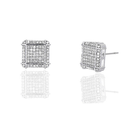 Men's Hop Cool Fashion Square Full-jeweled Niche Earrings