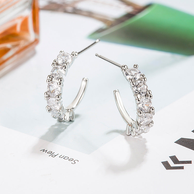 High-grade Refined Zircon Curved Female Daily Earrings