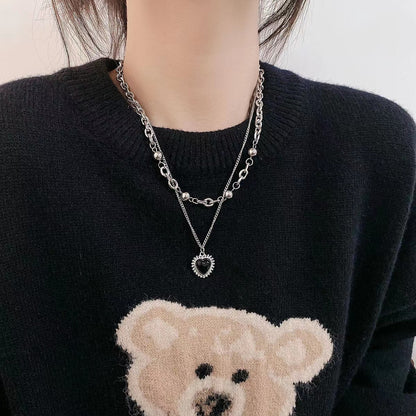 Love Pearl Female Sweet Cool Hot Double Layer Twin Necklaces