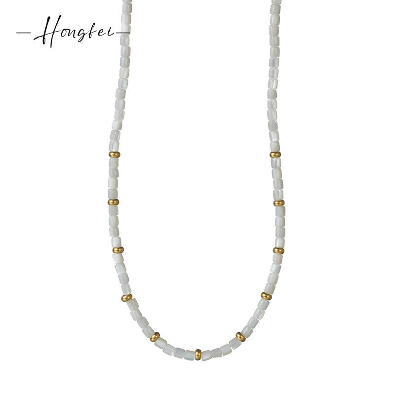 Women's Style Beige Beaded For Design Handmade Necklaces