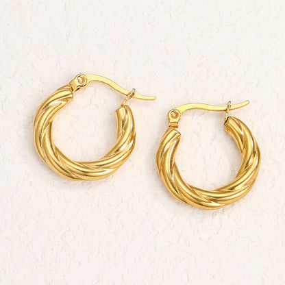 Steel Creative Geometric Letters Shaped Gold Earrings