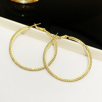 Sier Needle Exaggerated Big Circle Ear Earrings