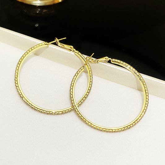 Sier Needle Exaggerated Big Circle Ear Earrings