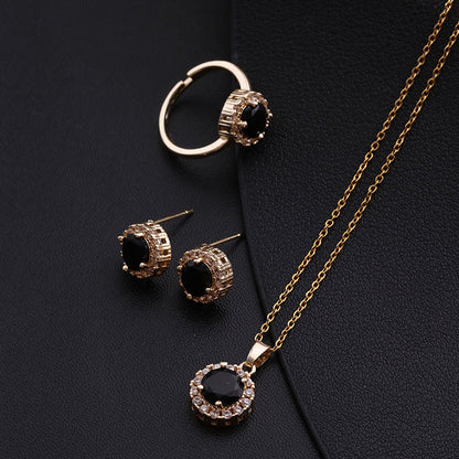 Temperament Micro Inlaid Color Zircon Gold Plated Necklaces