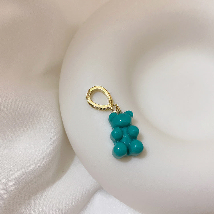 Transparent Bear Metal Smiley Pendant Female Necklaces