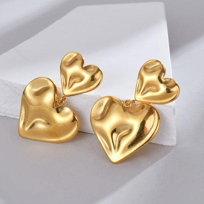 Women's Trendy Design Irregular Heart Titanium Steel Earrings