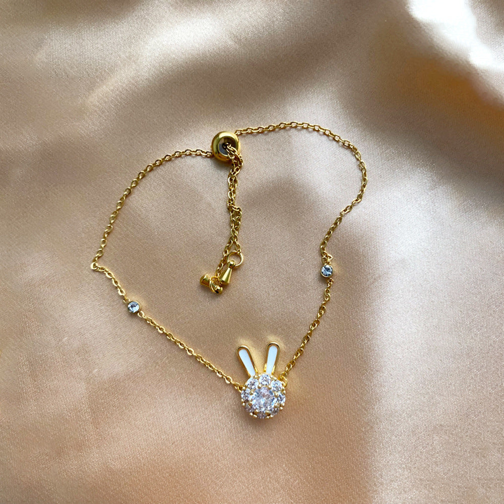 Women's Micro Inlay Rabbit Ear Long Spring Necklaces