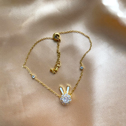 Women's Micro Inlay Rabbit Ear Long Spring Necklaces