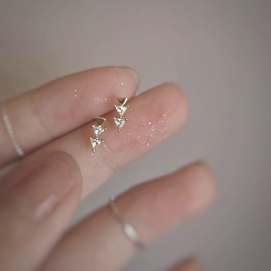 Fairy Straight Row Triangle Female Niche Geometric Earrings