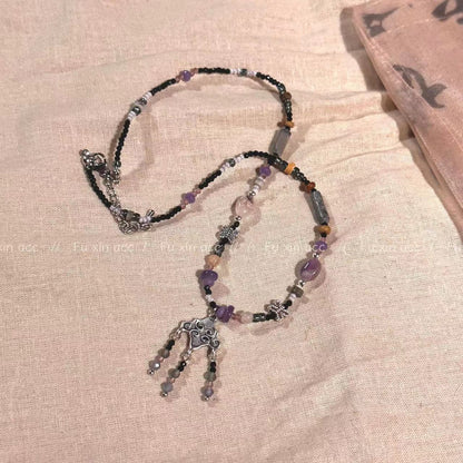 Style Traditional Light Luxury Retro Minority Purple Totem Tassel Necklaces