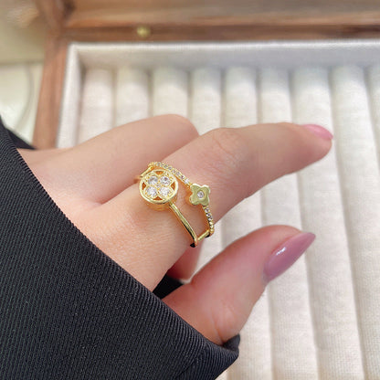 Women's Luxury Fashion Opening Zircon Adjustable Gold Rings
