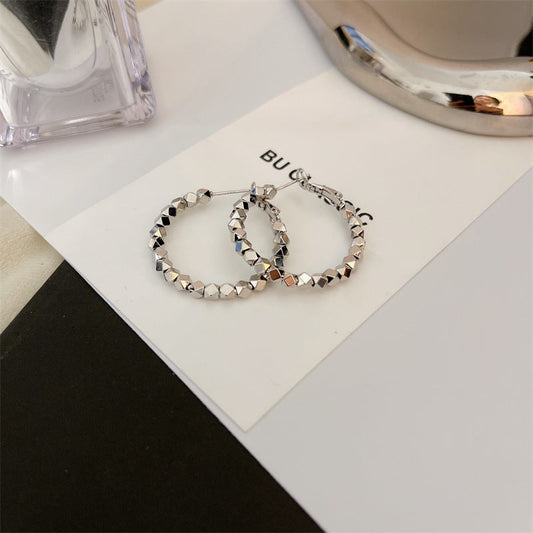 Simple Geometric Diamond Broken Sliver Beads Earrings
