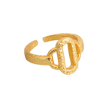 Niche Irregular Texture Hollow Female Temperament Rings