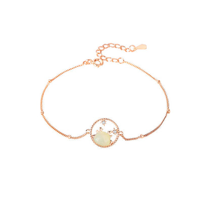 Fashion Sterling Sier Star Cute Dragon Female High-grade Jade Bracelets