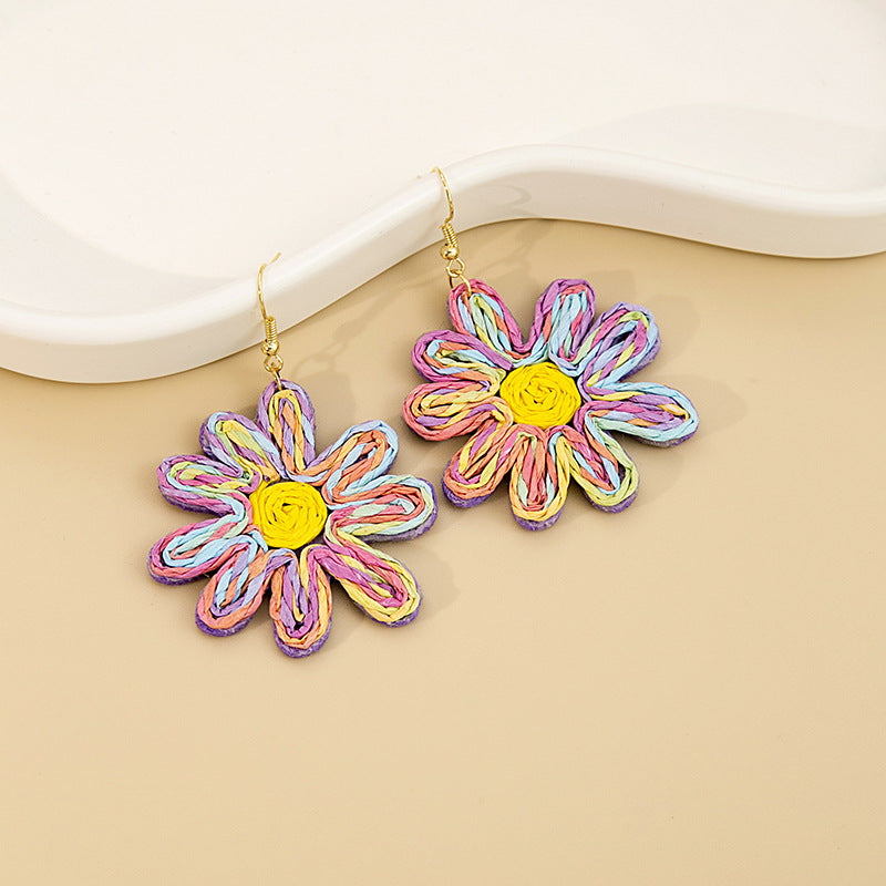 Small Daisy Bohemian Beach Vacation Style Earrings