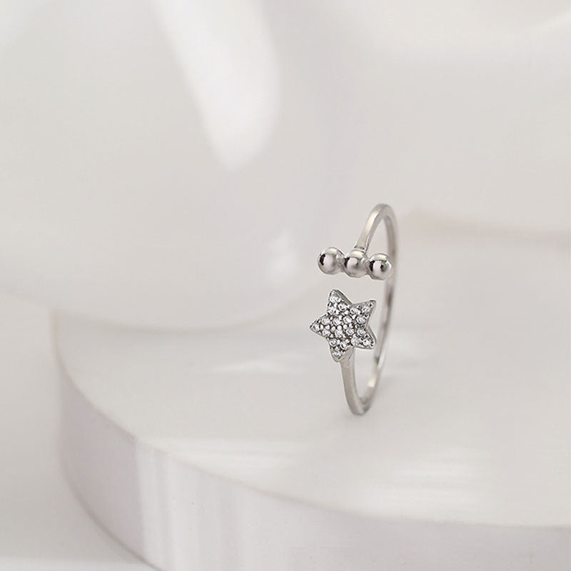 Star Zircon Female Niche Five-pointed Design Rings