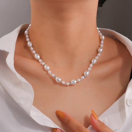 Imitation Pearl Simple Elegant Transparent Crystal Necklaces