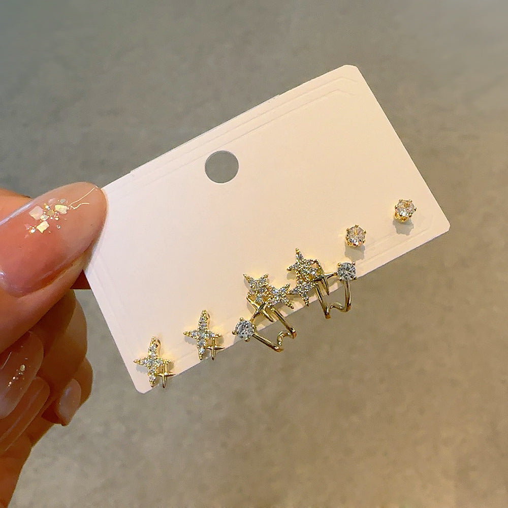 Women's Needle One Card Three Creative Matching Earrings