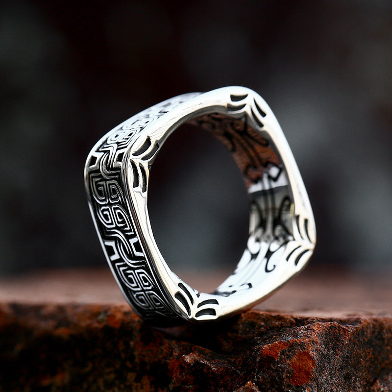 Men's Stainless Steel Simple Pattern Retro Personality Rings