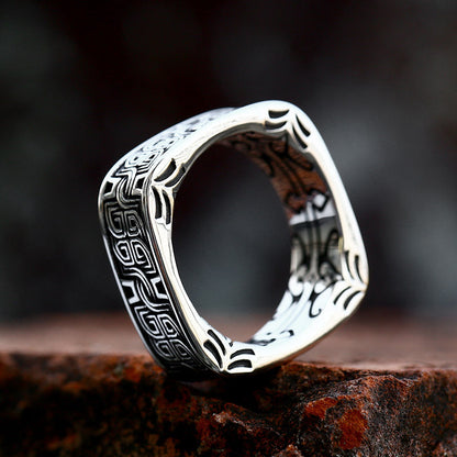Men's Stainless Steel Simple Pattern Retro Personality Rings