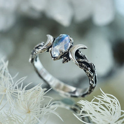 Classy Moonstone Bohemian Vintage Crescent Female Rings