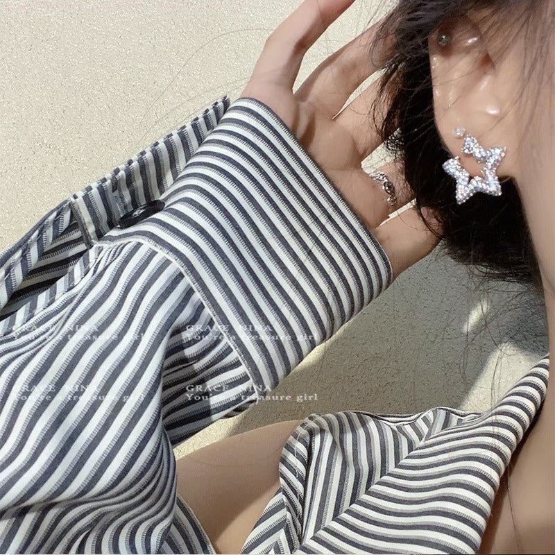Rhinestone Star Ear Female Sense Light Earrings