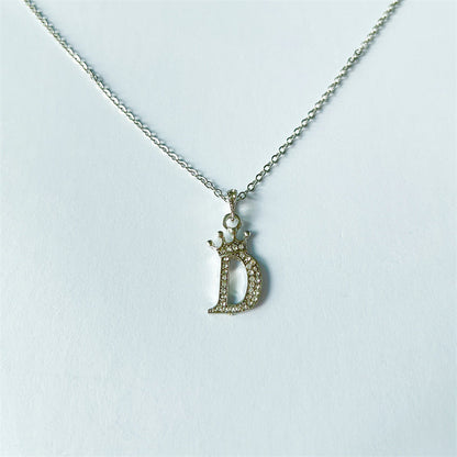 English Letters Full Diamond Pendant Simple Necklaces