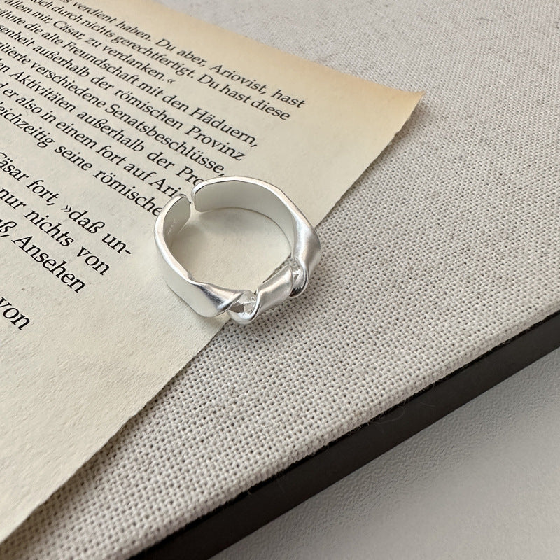 Sterling Sier Knotted Matte Style Simple Single Rings