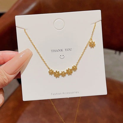 Gold Titanium Steel Little Daisy Korean Style Necklaces
