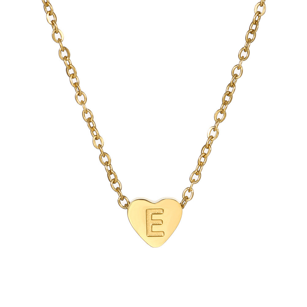 Gold Stainless Steel Heart-shaped Letter Female Titanium Necklaces