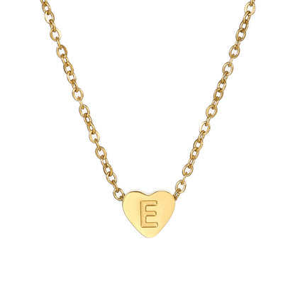 Gold Stainless Steel Heart-shaped Letter Female Titanium Necklaces