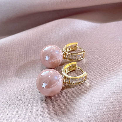 Women's Pink Pearl Fashionable High-grade Light Luxury Minority Earrings
