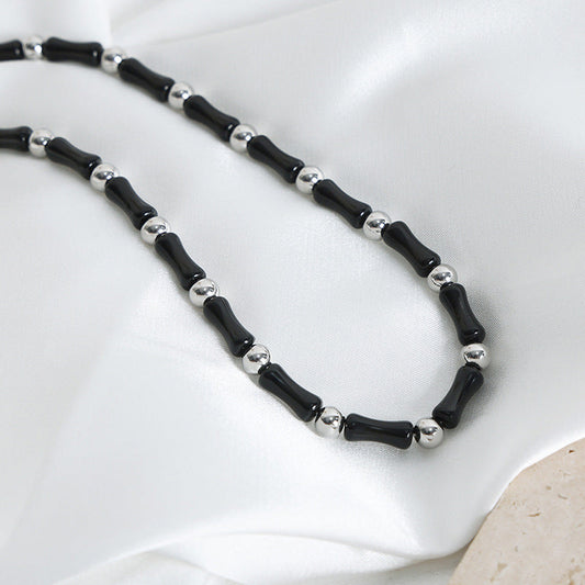 Women's Affordable Luxury High-grade Natural Stone Black Agate Handmade Necklaces