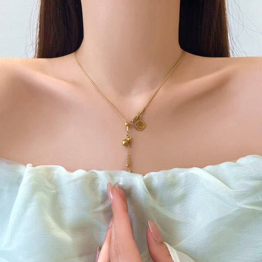 Women's Style Lucky Gourd Tassel Titanium Steel Light Luxury High-grade Necklaces