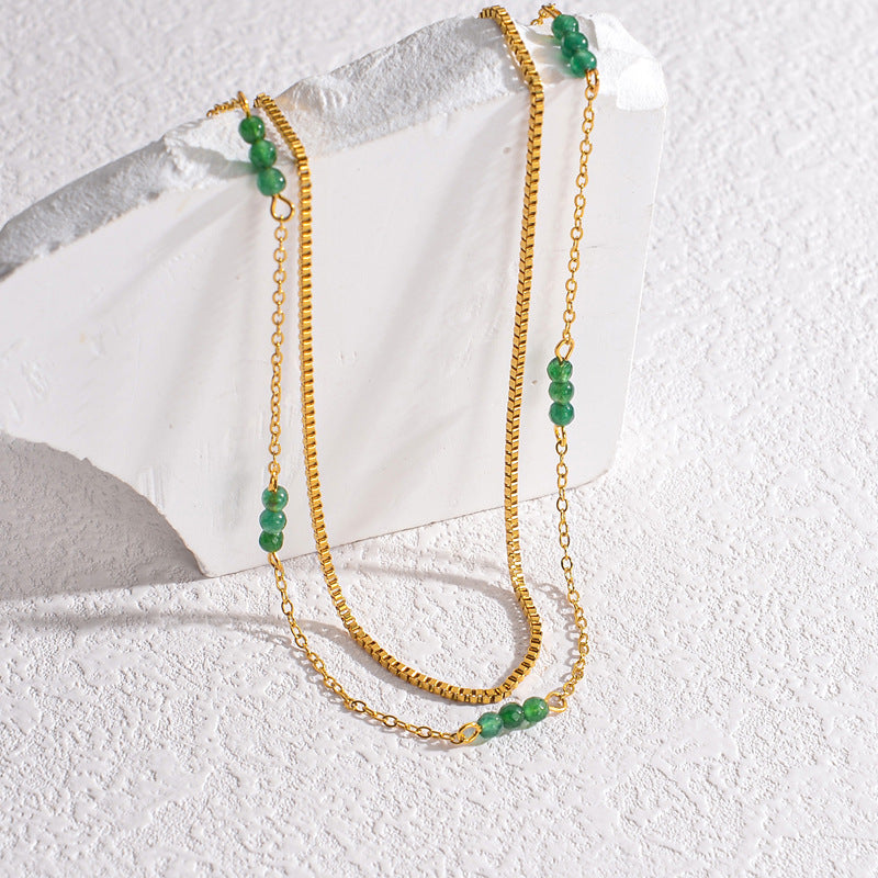 Steel Pearl Design Twin Sweater Chain Necklaces