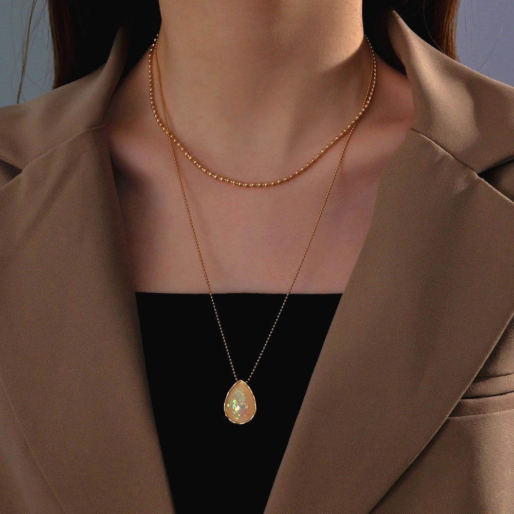 Retro Style Water Drop Imitation Opal Necklaces