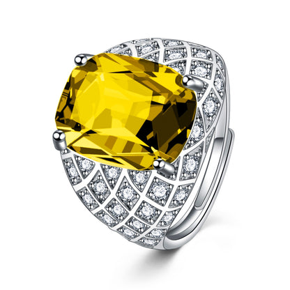 Men's Fat Rectangular Sapphire Full Diamond Group Inlaid Rings