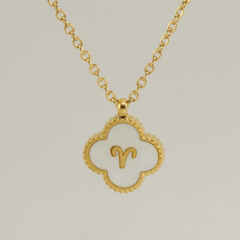 Titanium Steel Clover Shell Constellation Stainless Necklaces