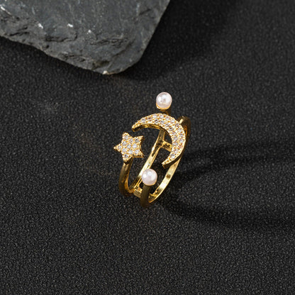 Women's Special Interest Light Luxury Design Pearl Fashion Rings