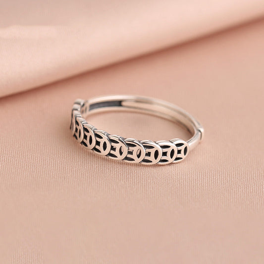 Female Money Drawing Coin Personalized Design Simple Niche Rings