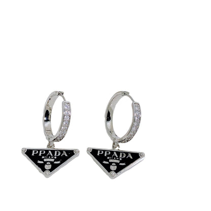 Women's Triangle Zircon Hoop Elegant High Sense Ear Clip Personalized Earrings