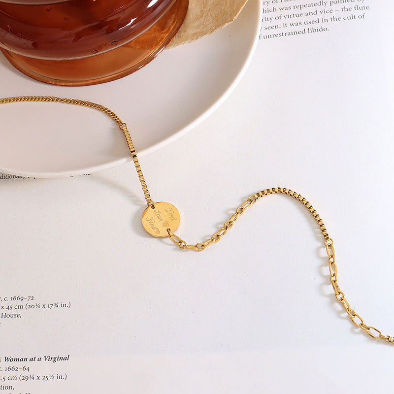 Hop Trend English Round Plate Pendant Stitching Necklaces