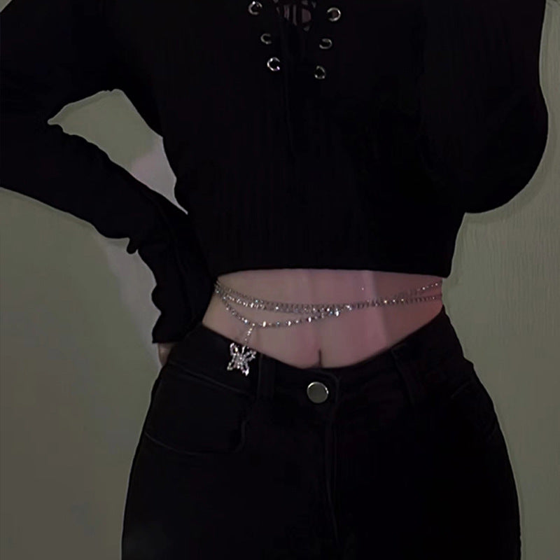 Sexy Hot Diamond Butterfly Metal Thin Waist Necklaces
